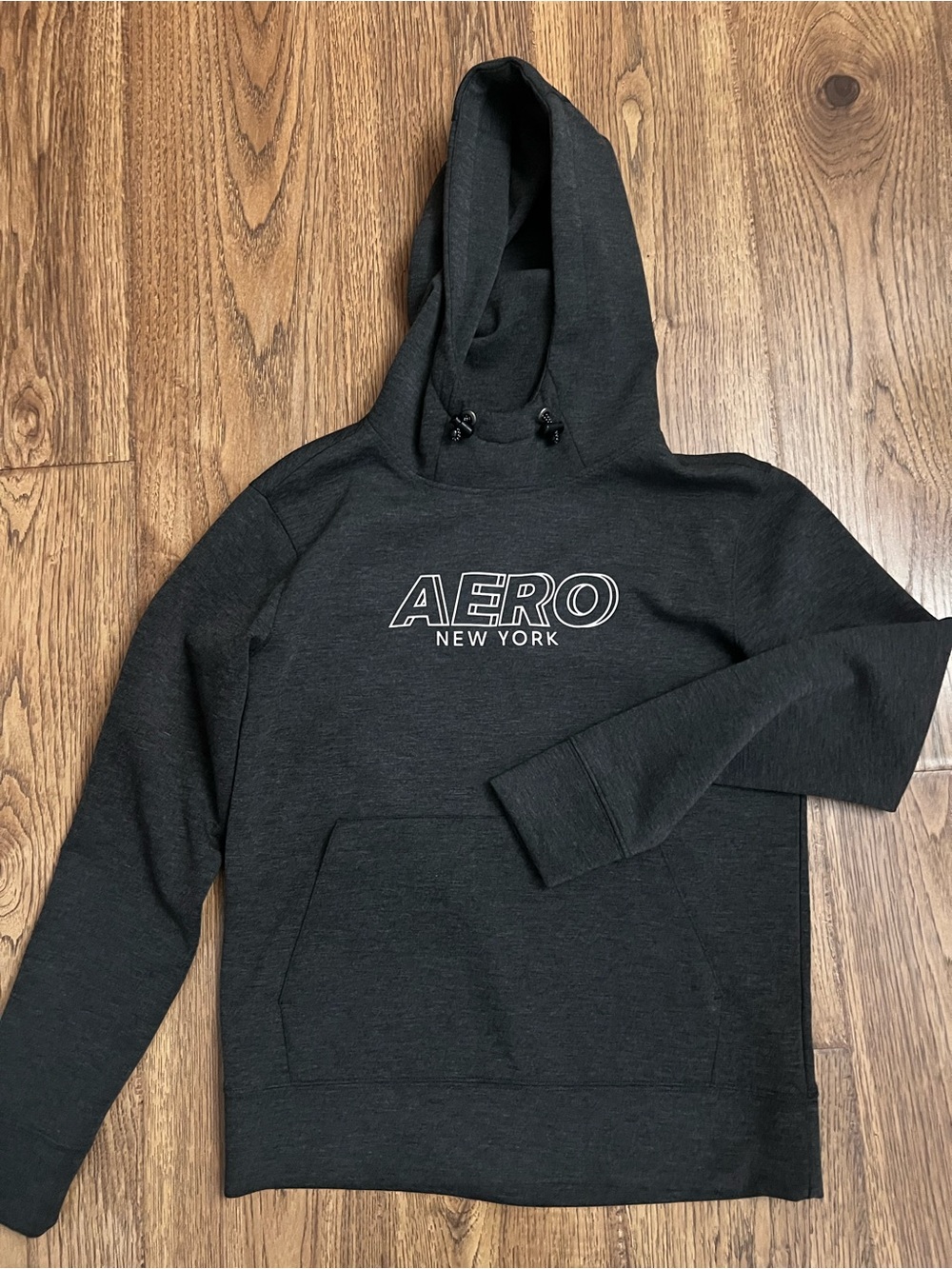 Aeropostale Black Pullover Hoodie with White Logo